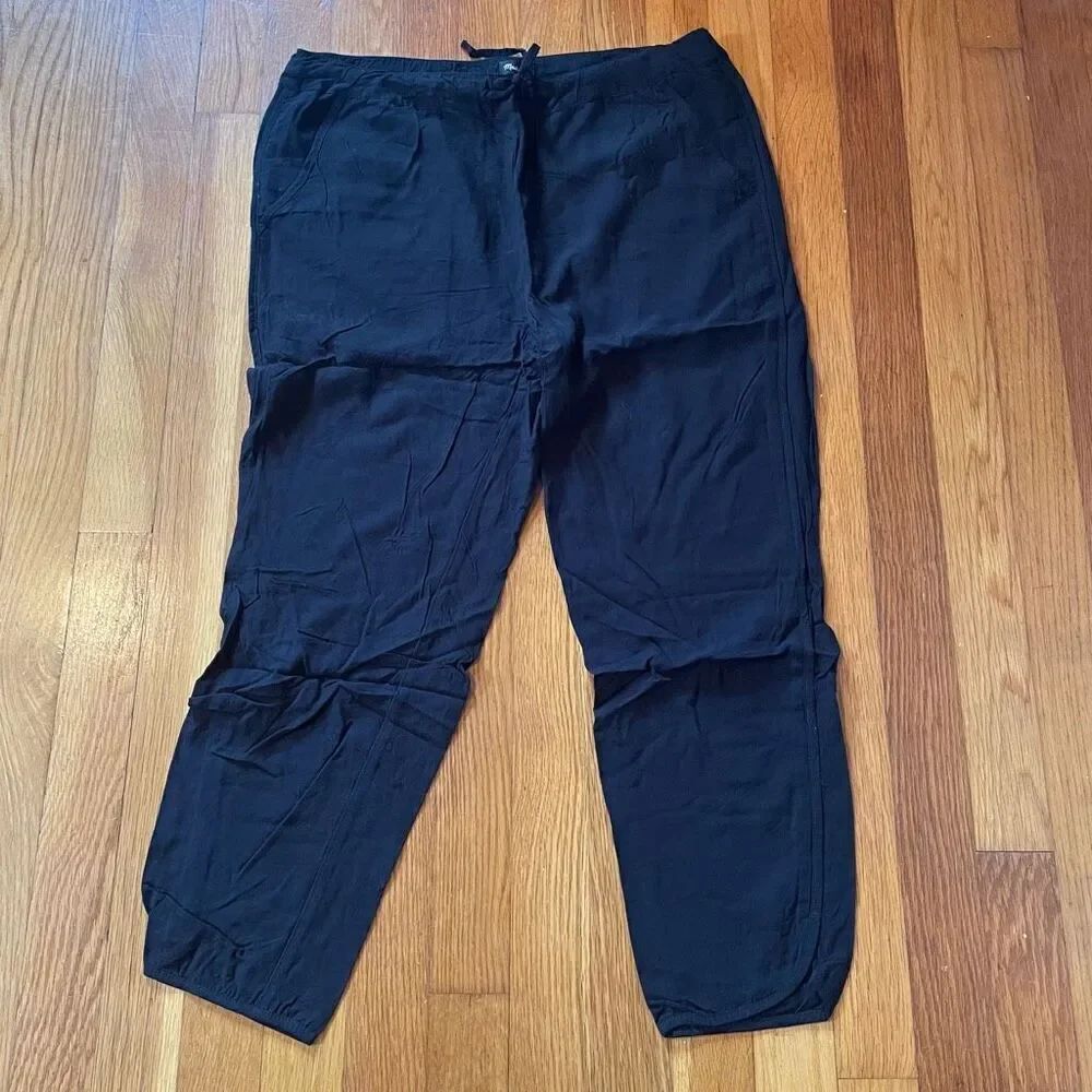 MADEWELL | black tie waist lightweight casual crop pants S